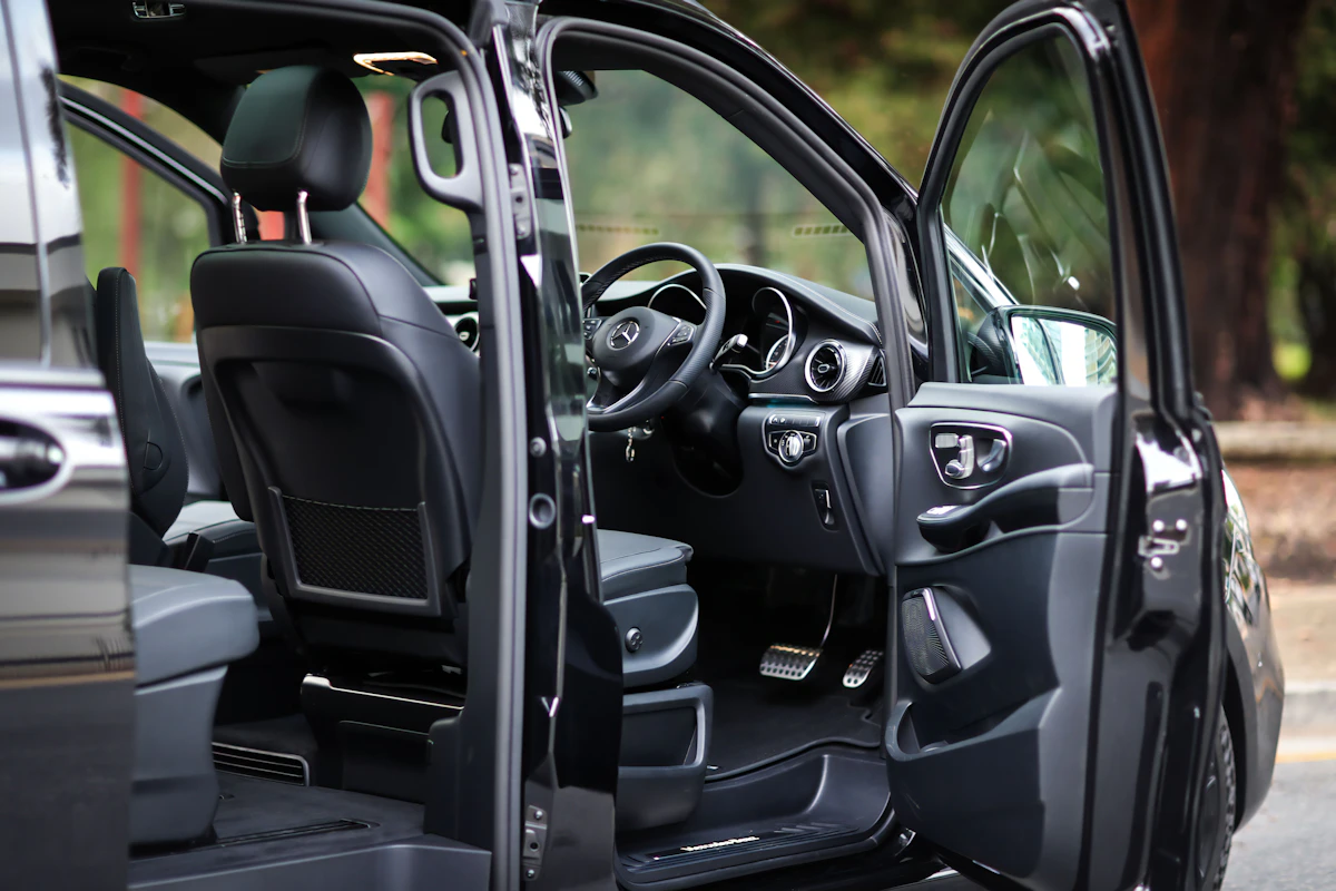 Open door luxury car interior