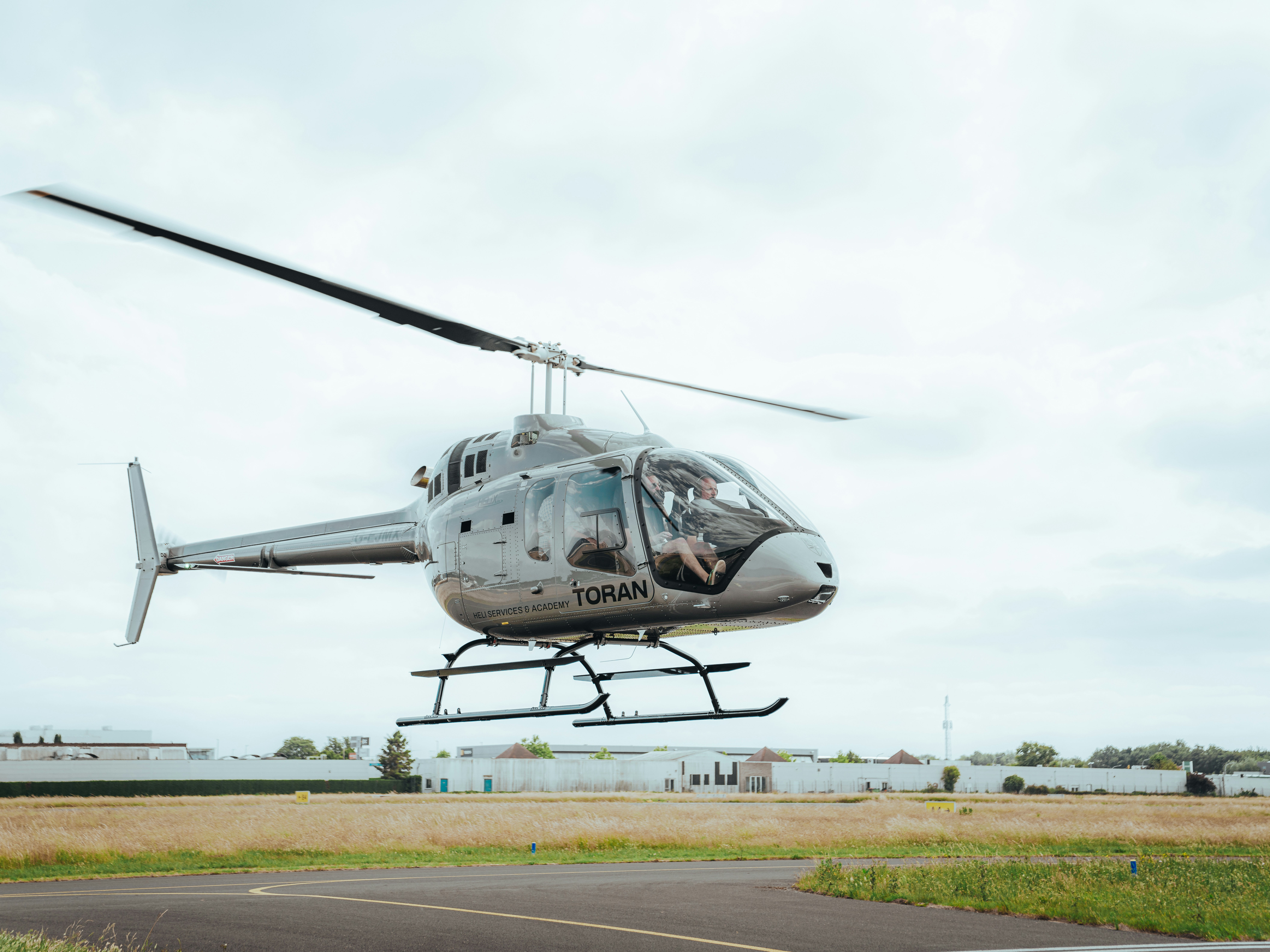 A helicopter is taking off.