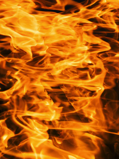 Flames are intensely burning and vibrant