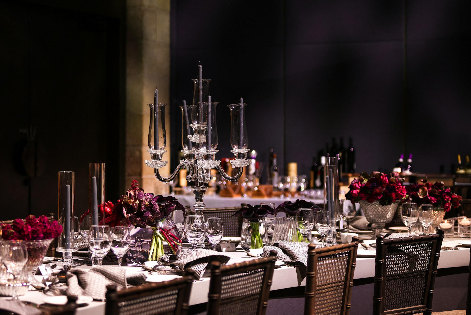 A beautiful table is set for a special event.