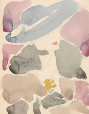 Abstract watercolor portrait with floral accent