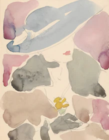 Abstract watercolor portrait with floral accent