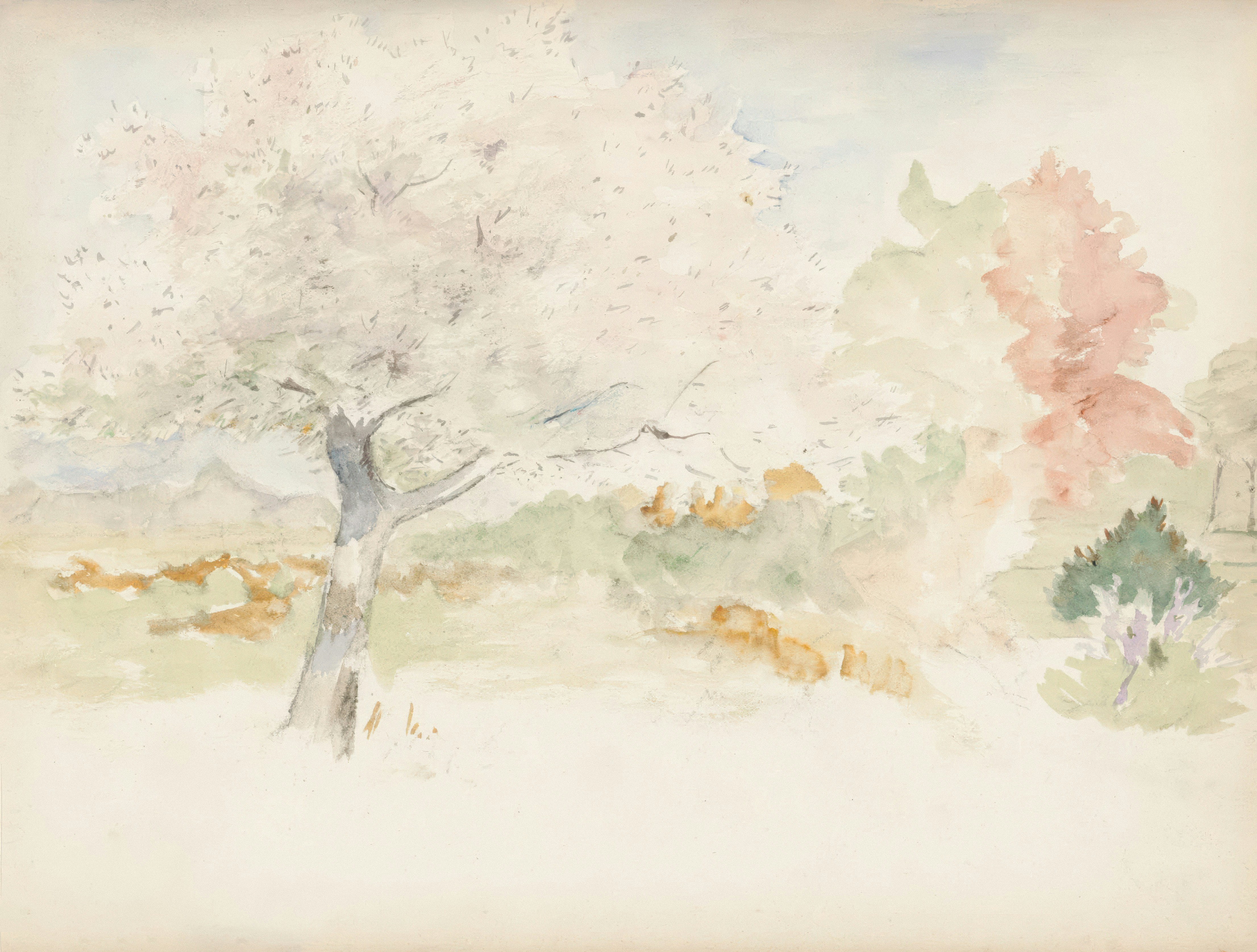 Watercolor painting of a quaint Japanese onsen town cafe in spring, with a warm, inviting interior and a view of blossoming trees outside.