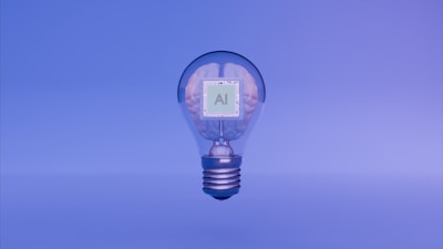 Artificial intelligence is represented by the lightbulb and brain.