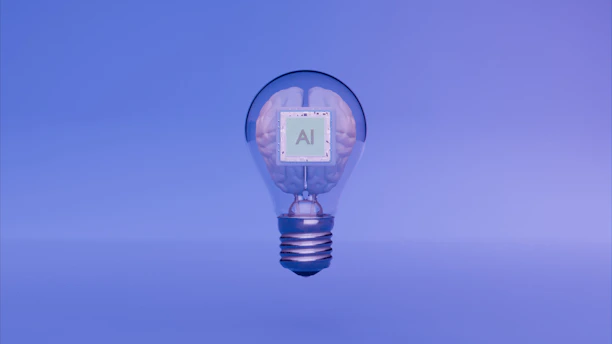 Artificial intelligence is represented by the lightbulb and brain.