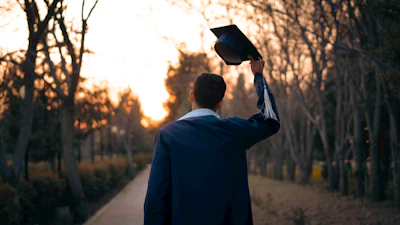A graduate celebrates the end of their journey.