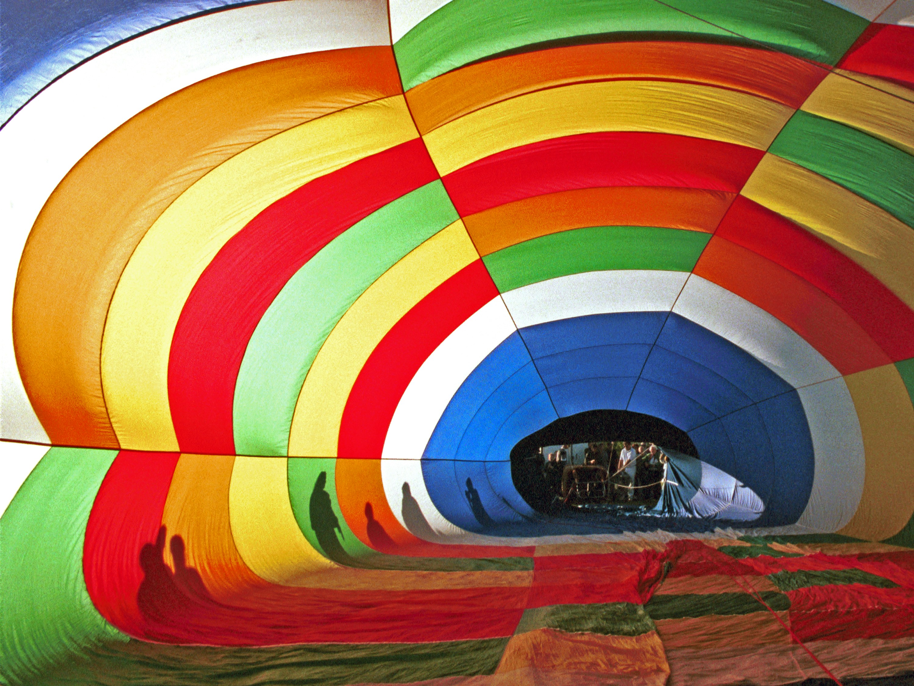 Inside a hot air balloon.