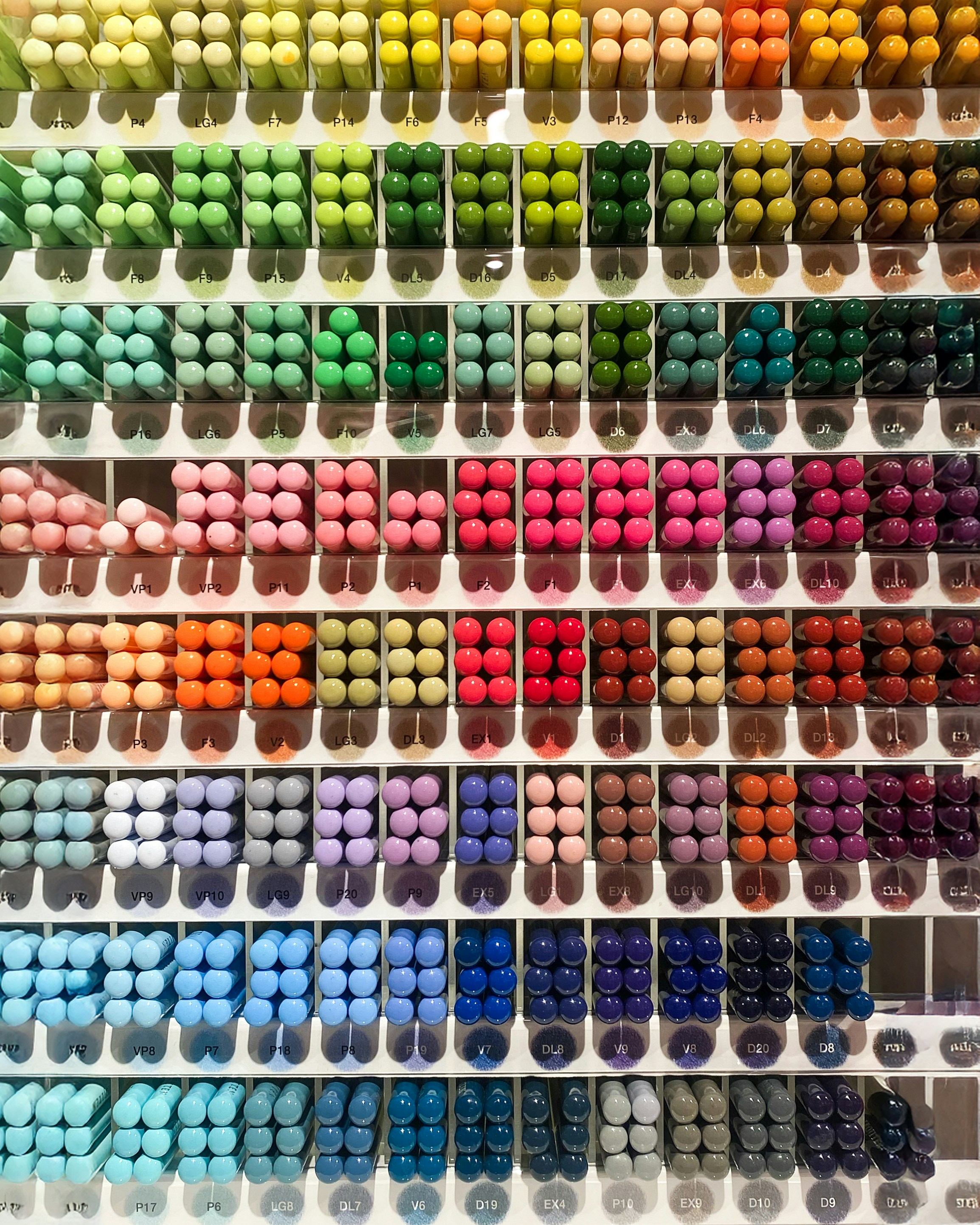 Organized crayons showcasing a rainbow of colors.