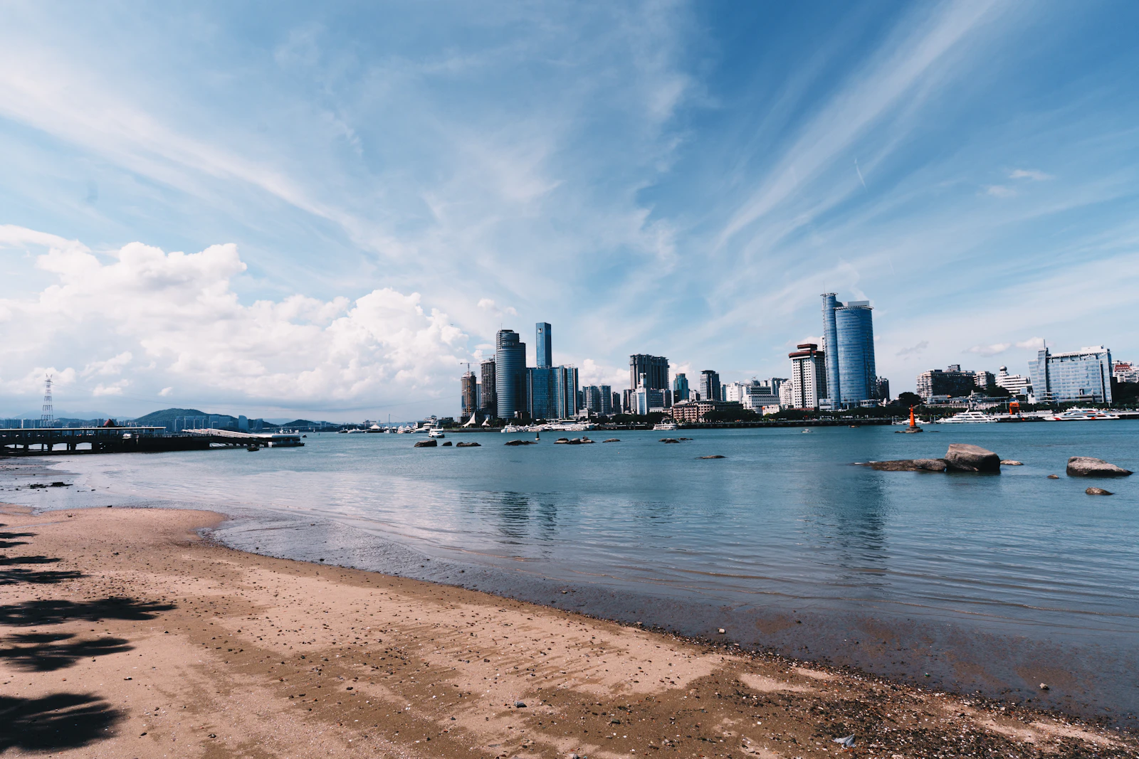 Xiamen skyline reflected in the water