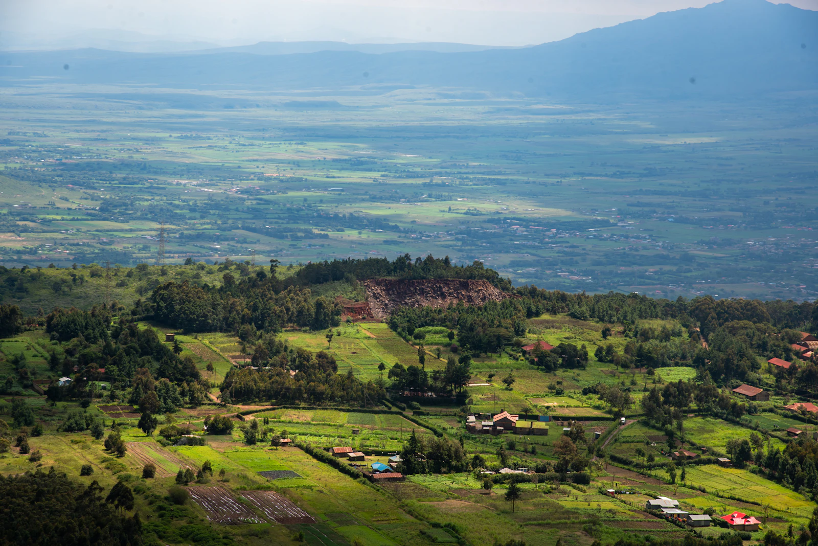 Rolling green hills and fields near Naivasha, Kenya
