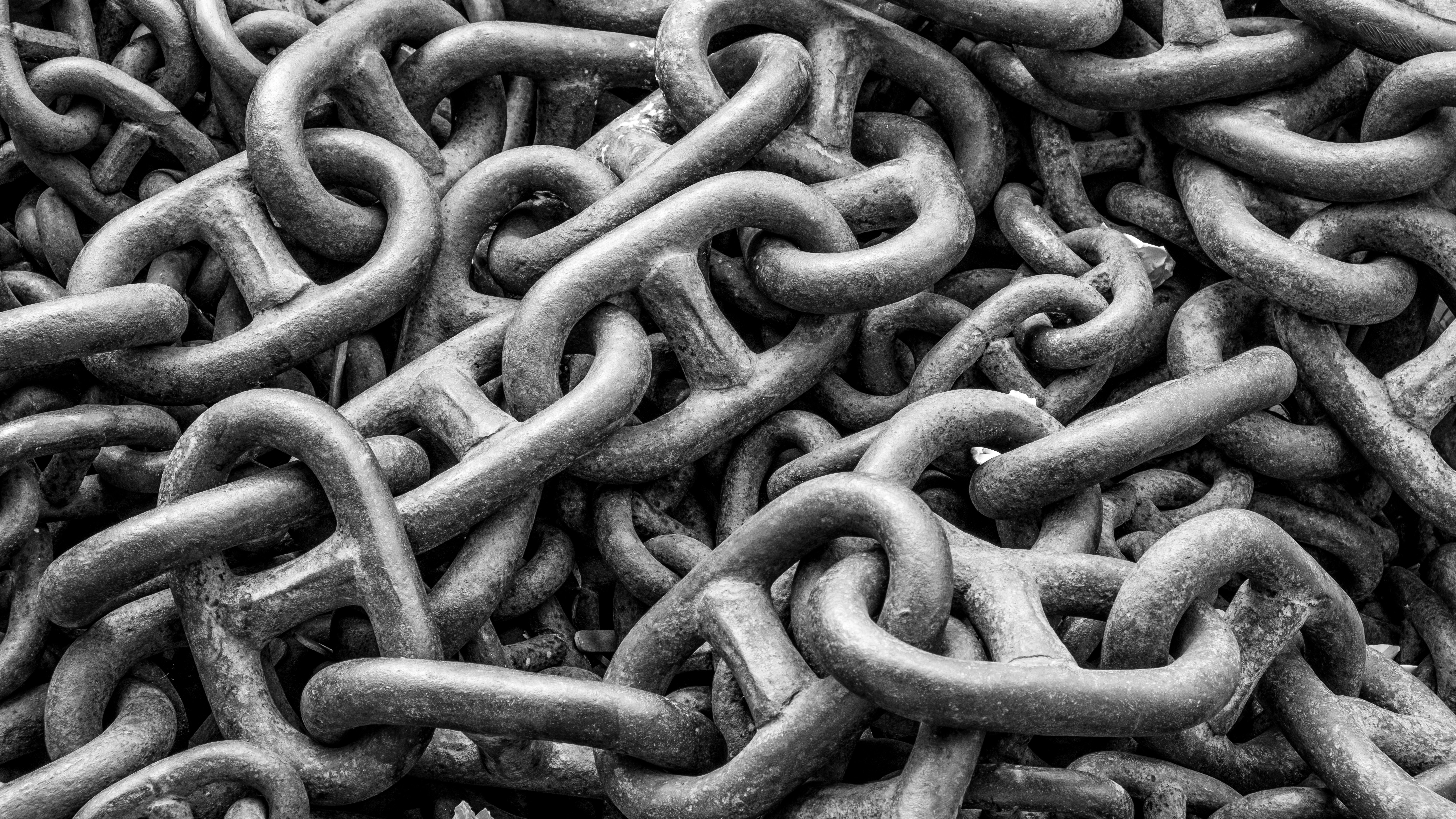 A pile of rusty chains.