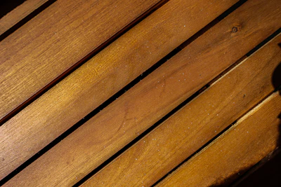 Diagonal wooden planks show their rich texture.