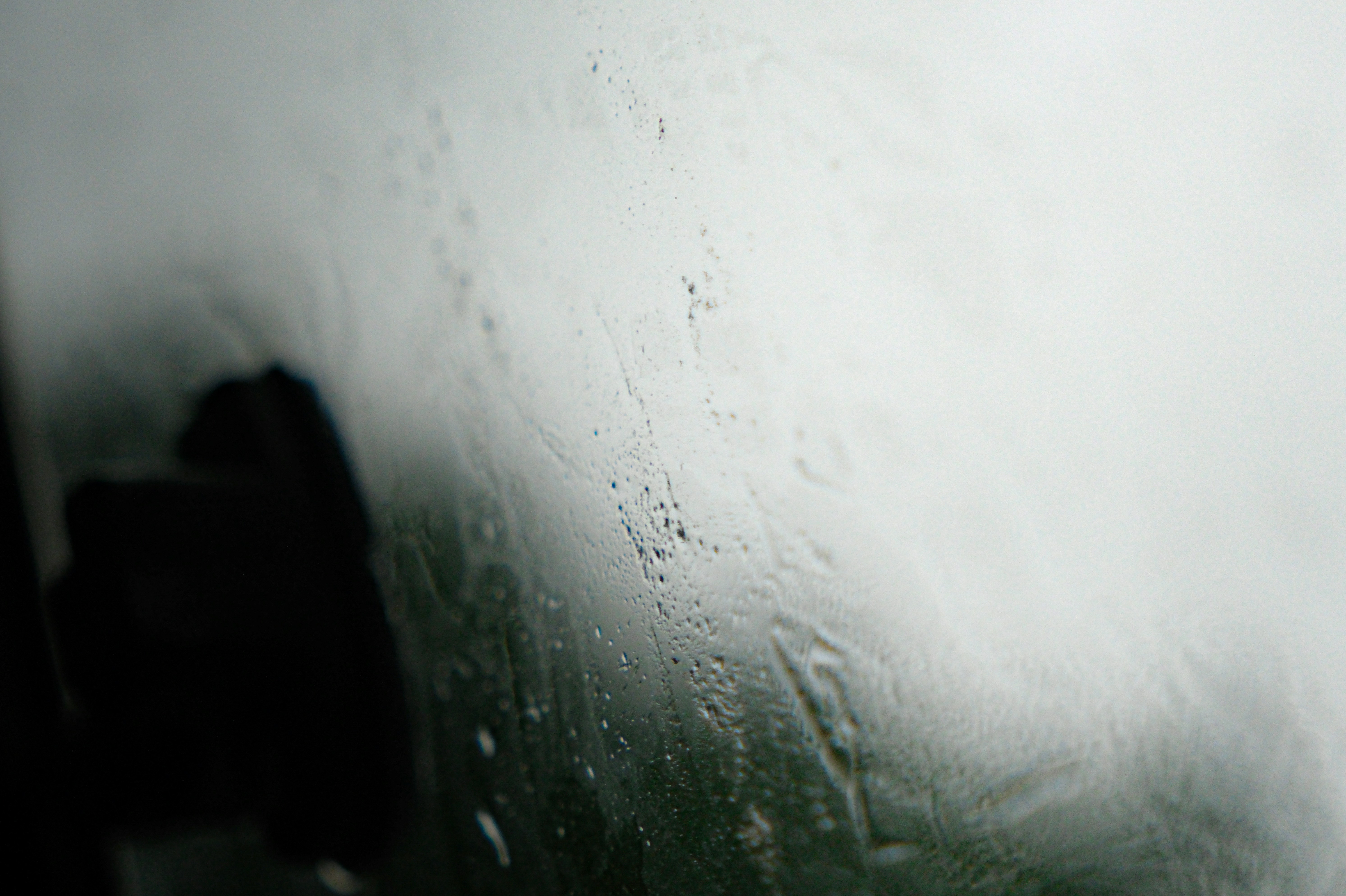 Condensation covers the glass.