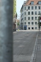 Empty street scene with european buildings.