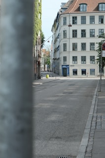 Empty street scene with european buildings.