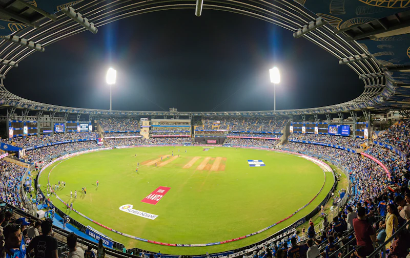 Cricket stadium under lights