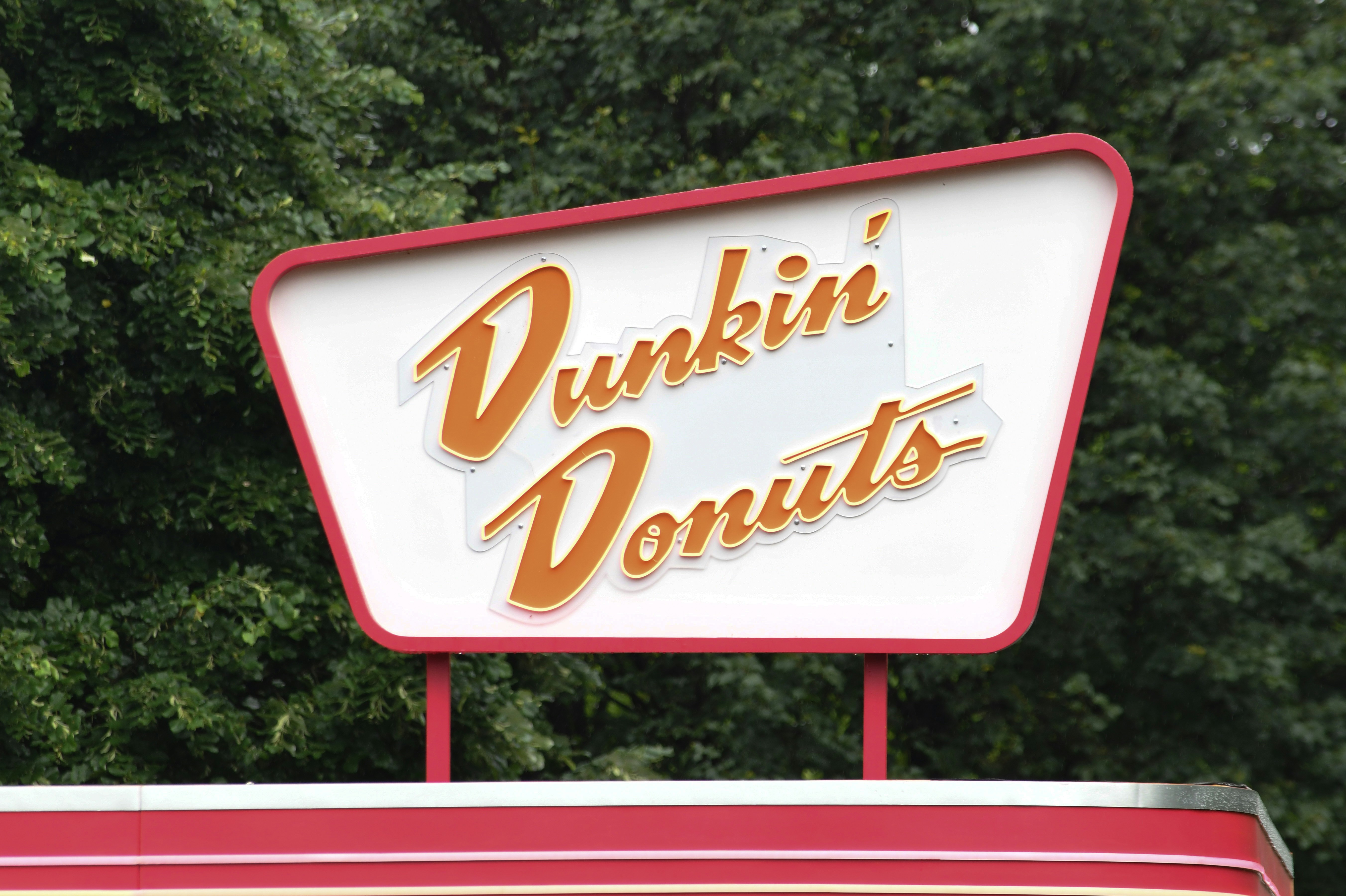 The dunkin' donuts sign is prominently displayed.