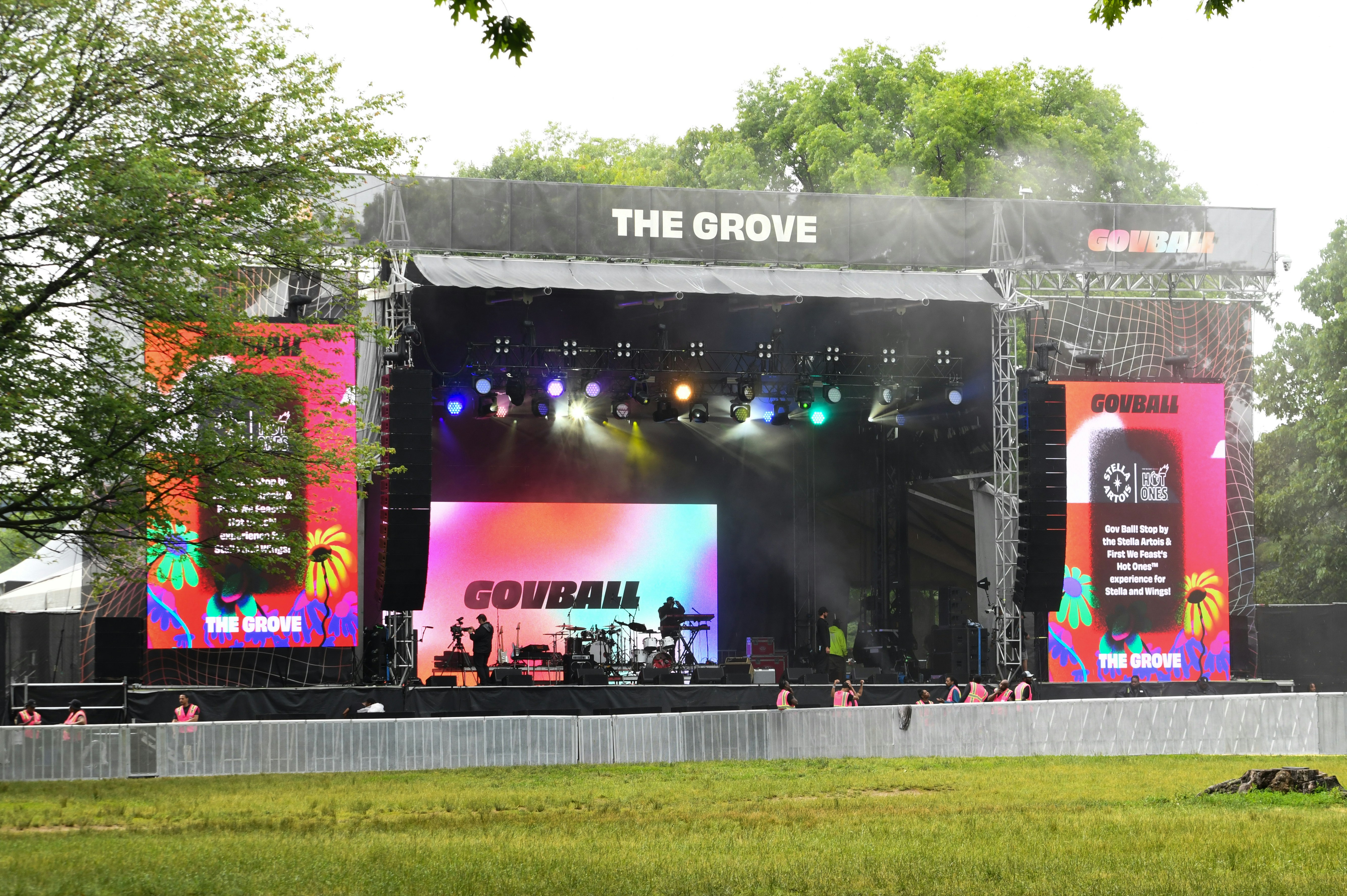 A stage is set up for a performance.