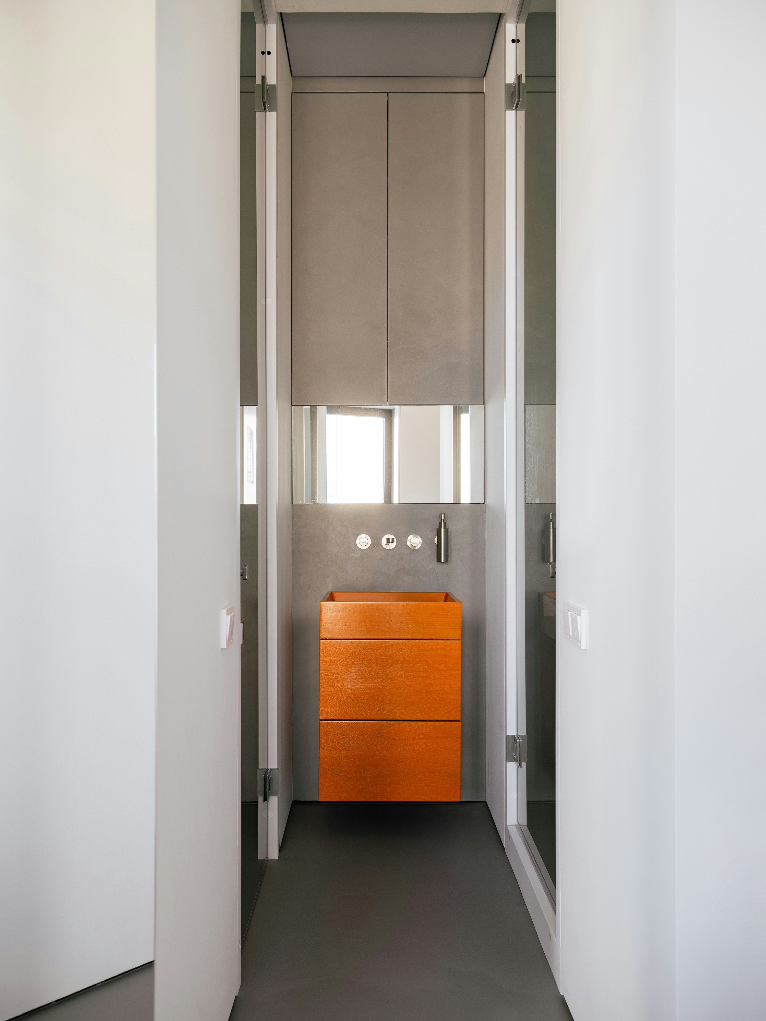 minimalist grey apartment, wallpaper, Grey Small Apartment Renovation Ideas 4