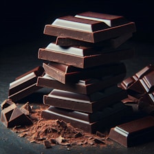 Stacked dark chocolate bars look delicious.