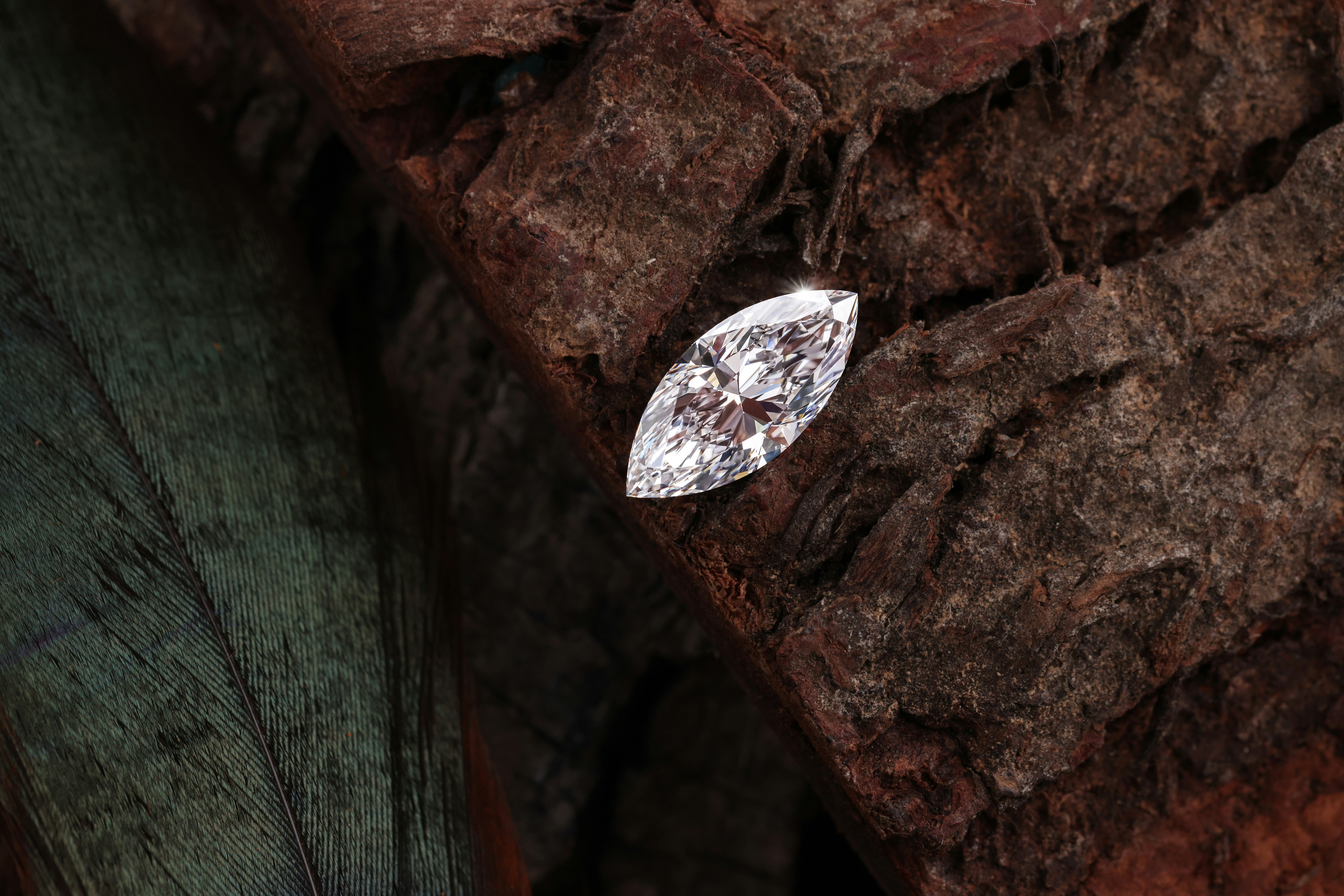 Marquise diamond on rough surface