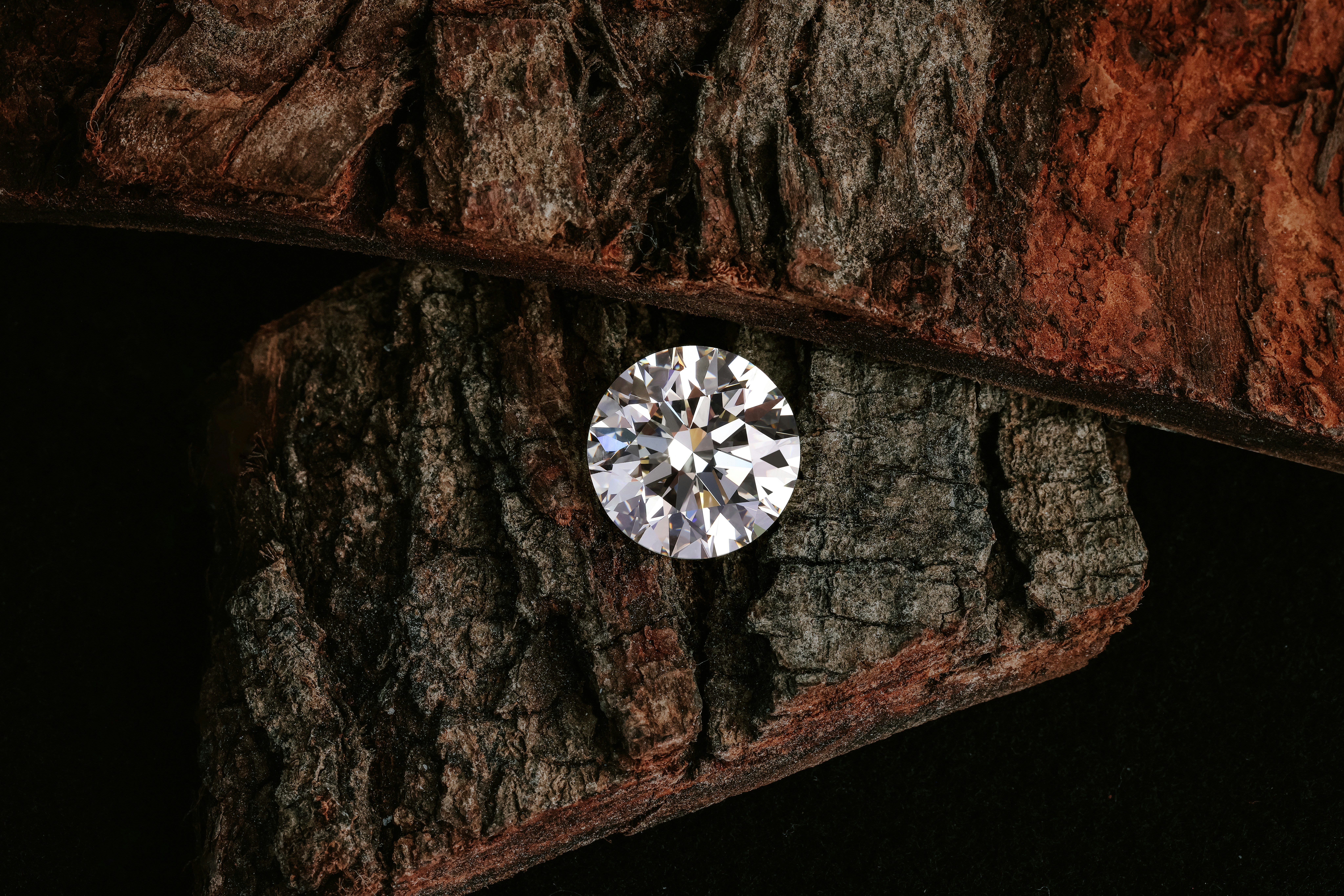 Elegant diamond on wood