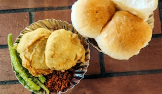 Vada pav and buns, a delicious indian street food.
