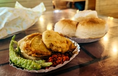 Vada pav, a popular indian street food.