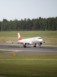 An airplane is on the runway.