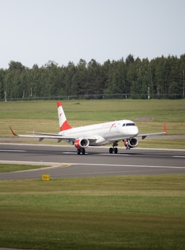 An airplane is on the runway.