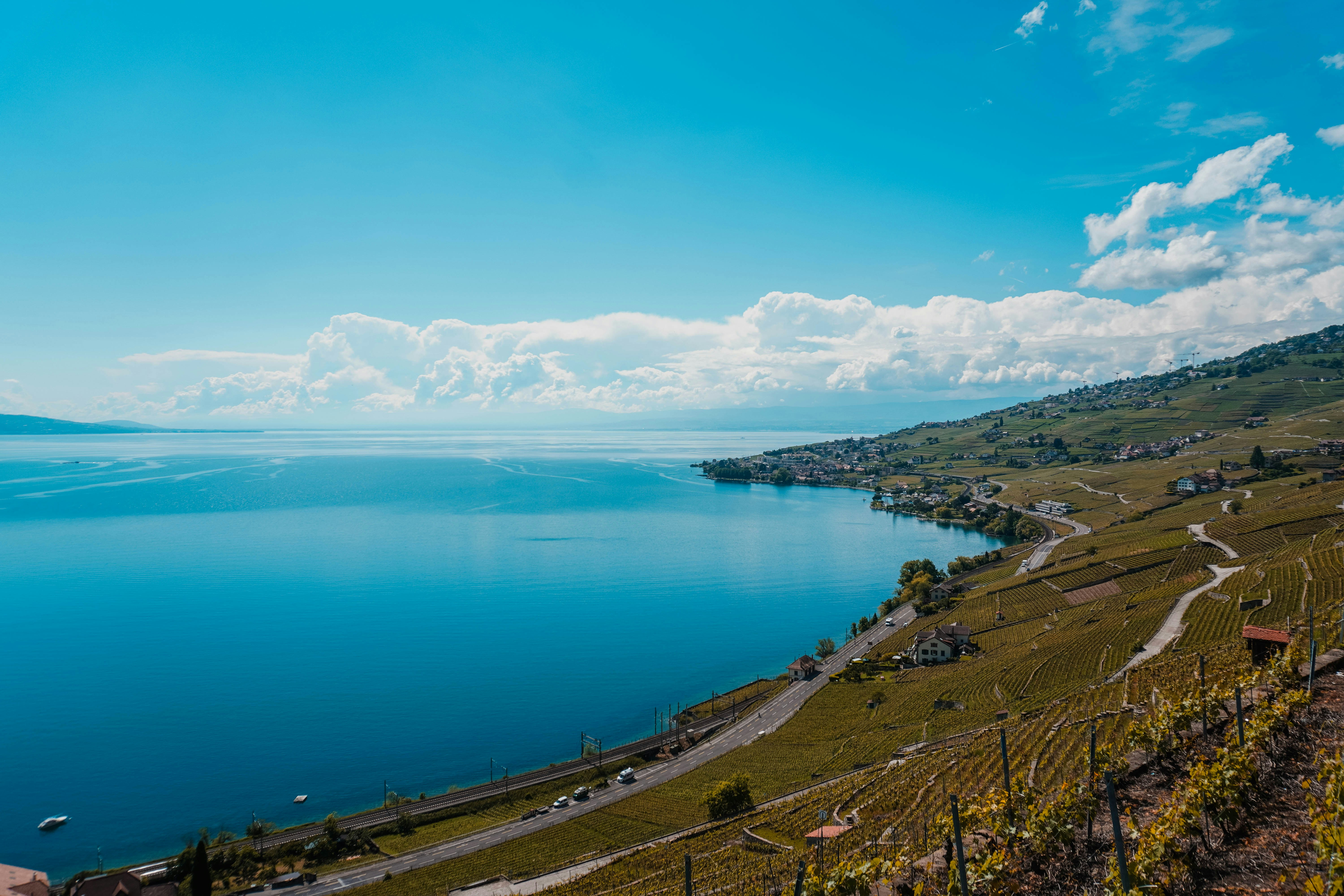 Beautiful seaside landscape under a bright blue sky.