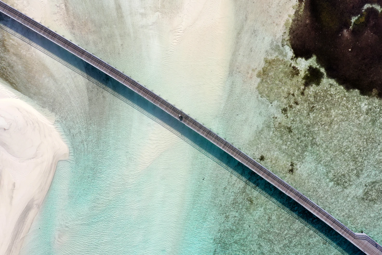 Bridge over crystal clear Maldives water