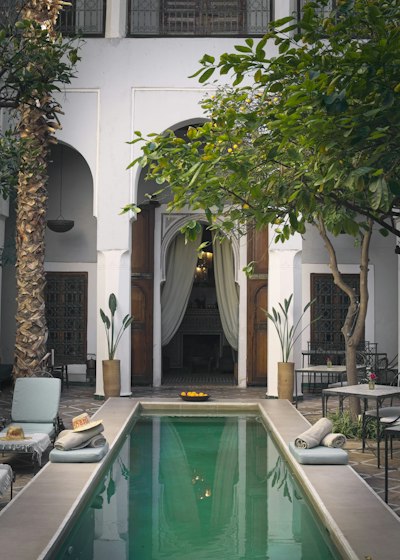 Cour intérieure d'un riad de luxe, Marrakech
