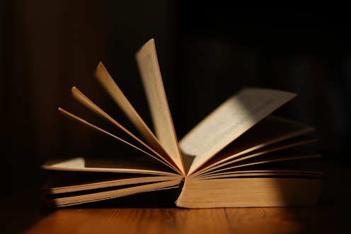 An open book is bathed in light.