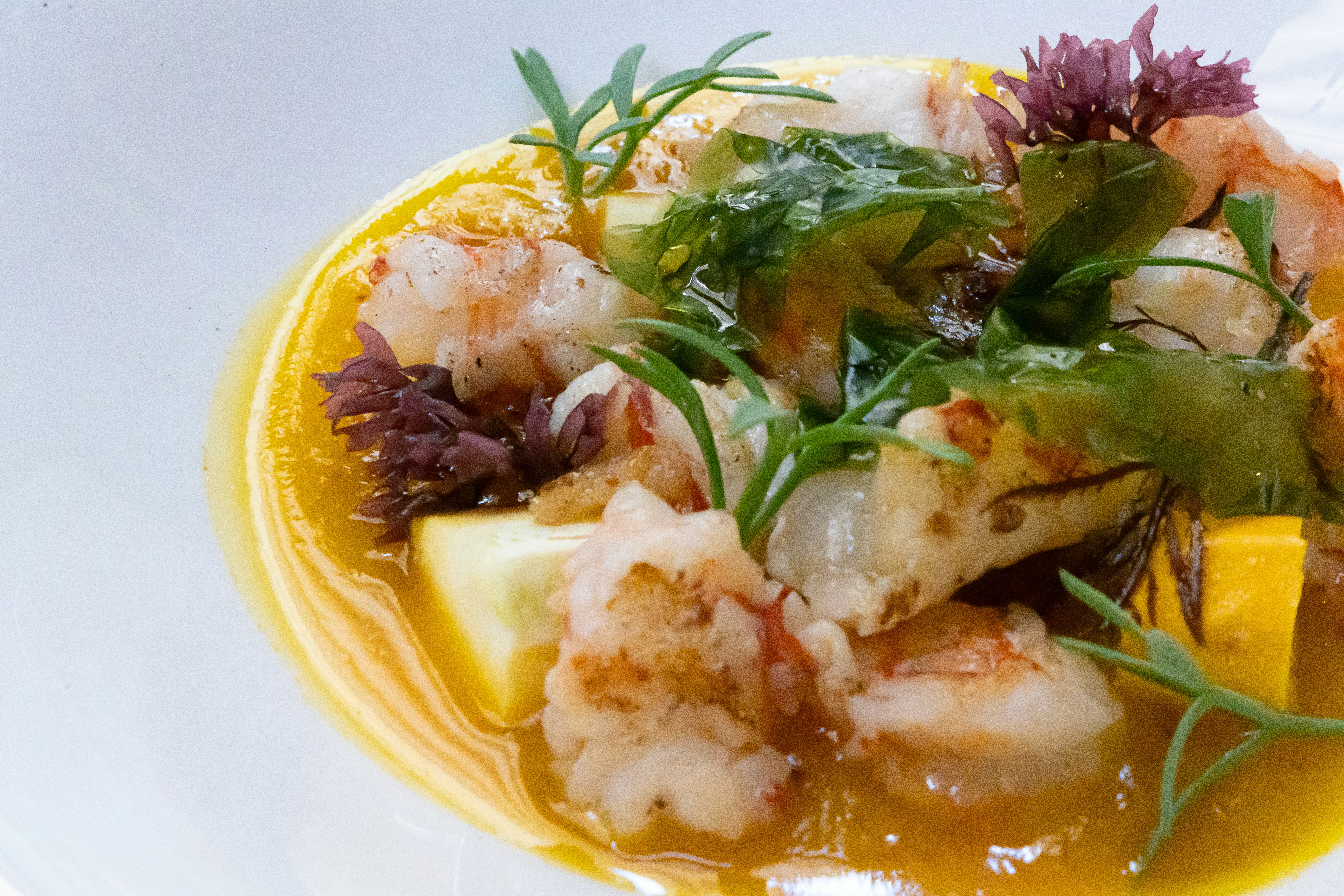Delicious-looking shrimp dish, beautifully plated.