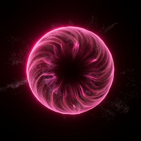 A pink glowing vortex against a dark background.