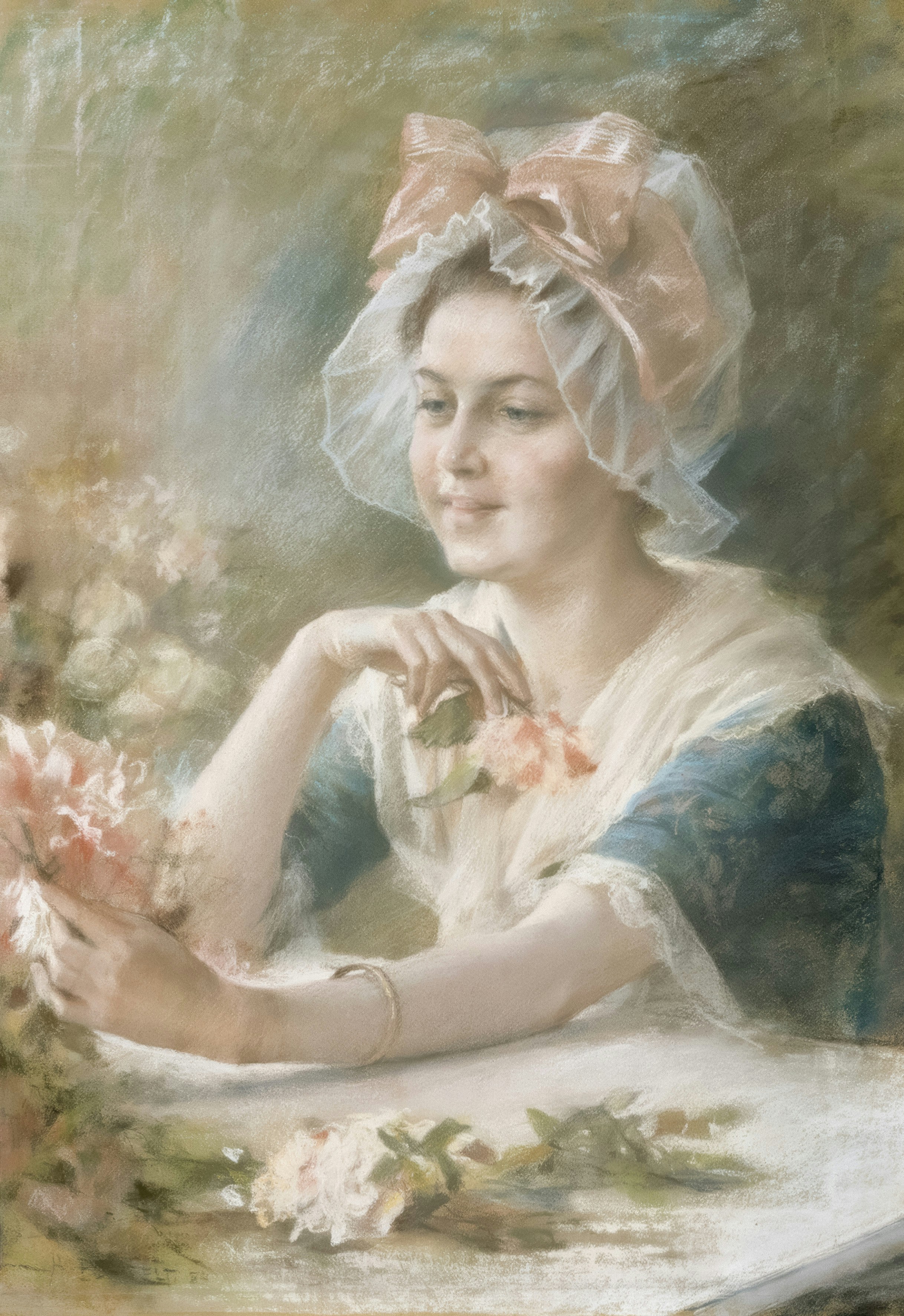 Artistic portrait with flowers