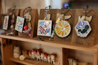Keychains on display, ready for purchase