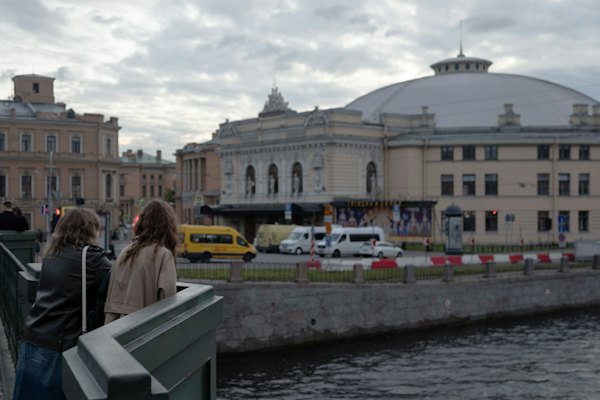 Two women are admiring a city scene — St Petersburg, Russia