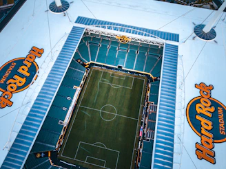 An aerial view of hard rock stadium.