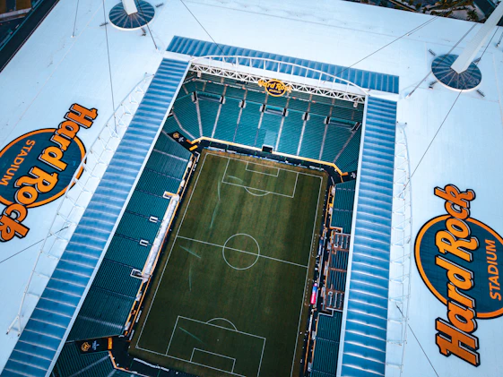 An aerial view of hard rock stadium.
