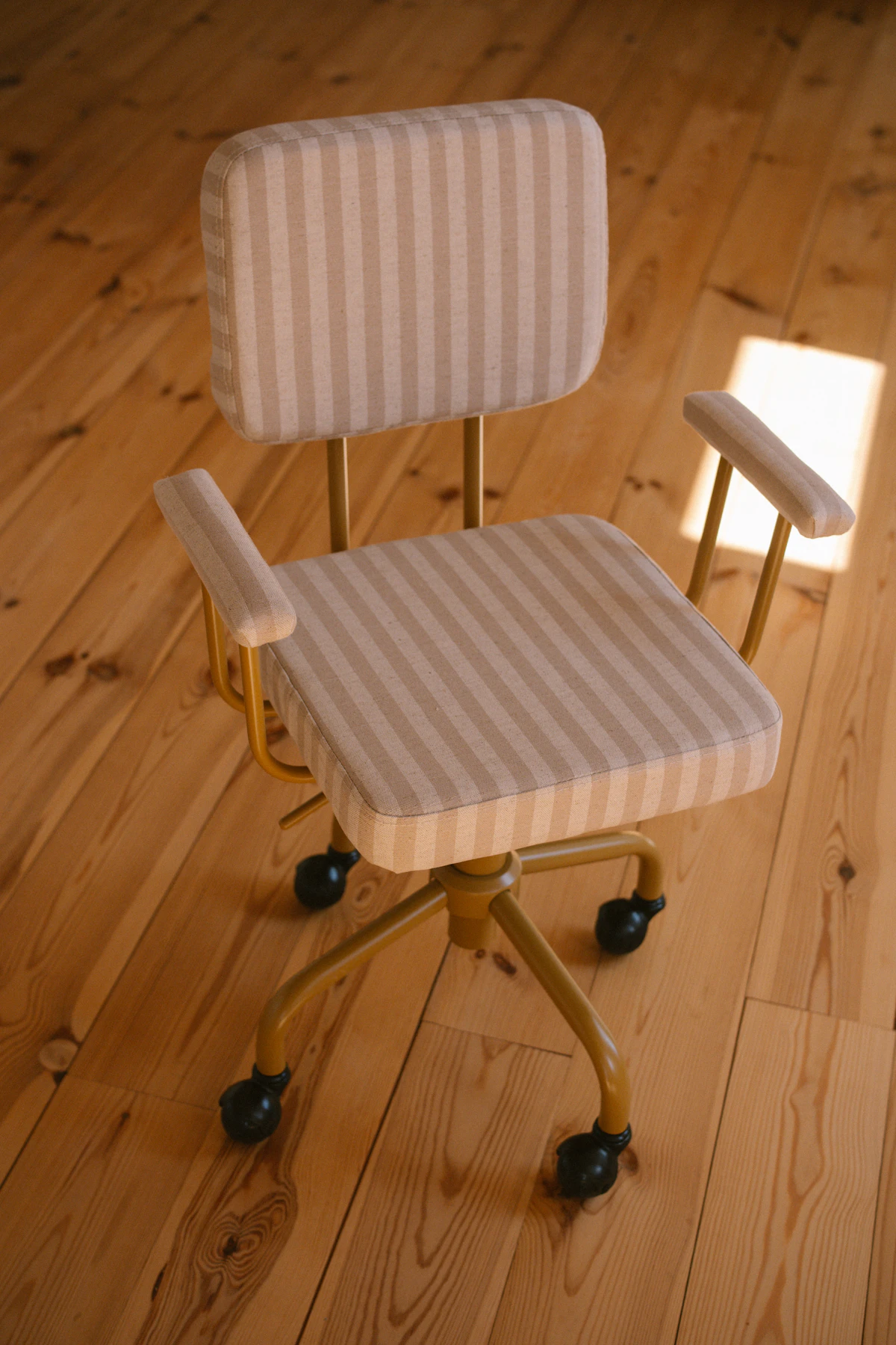 Home office desk on a wood floor