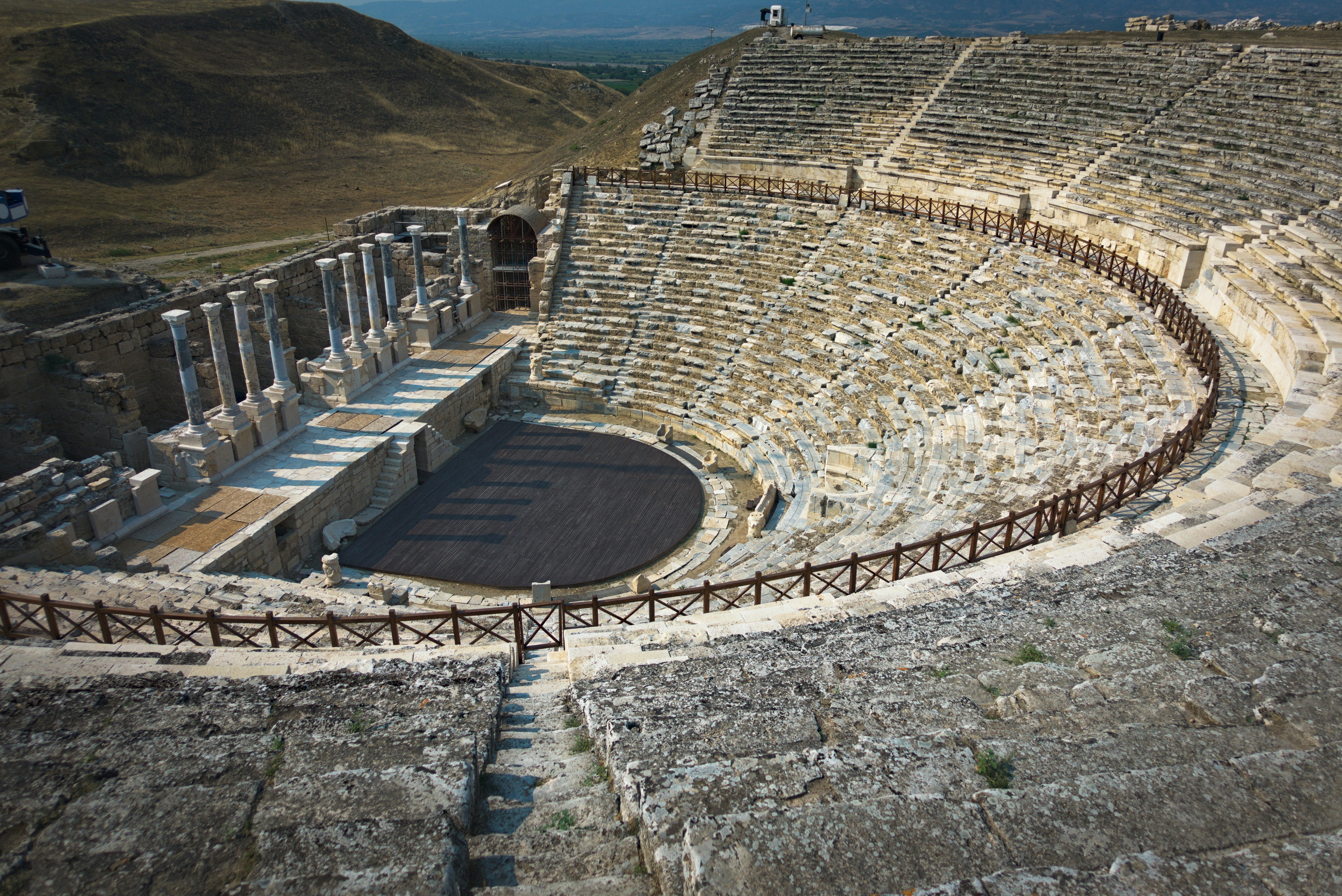 Ancient roman amphitheater ruins in turkey.