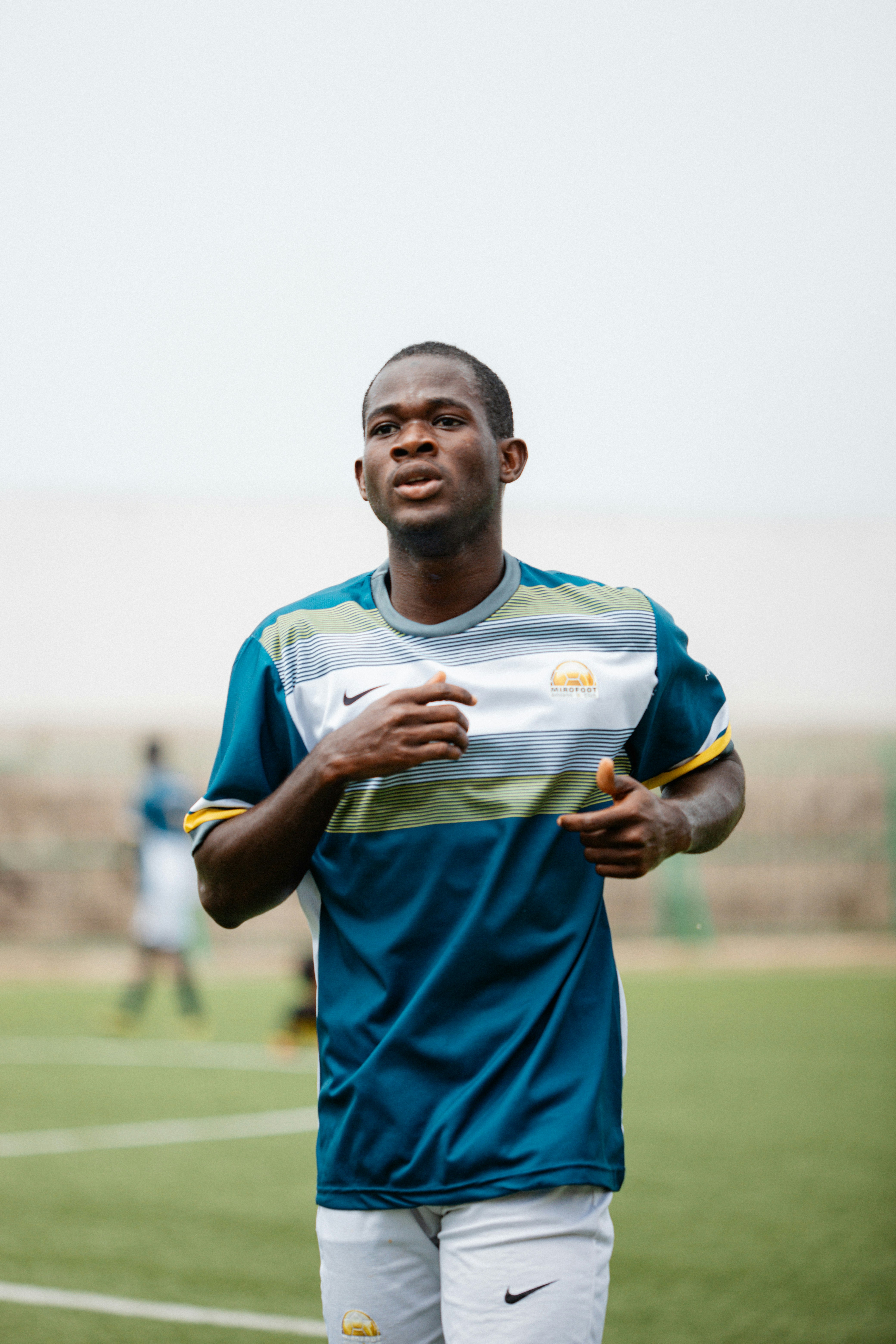 Soccer player running during a game