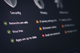 A security and privacy dashboard with its status.