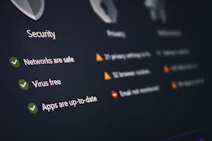 A security and privacy dashboard with its status.