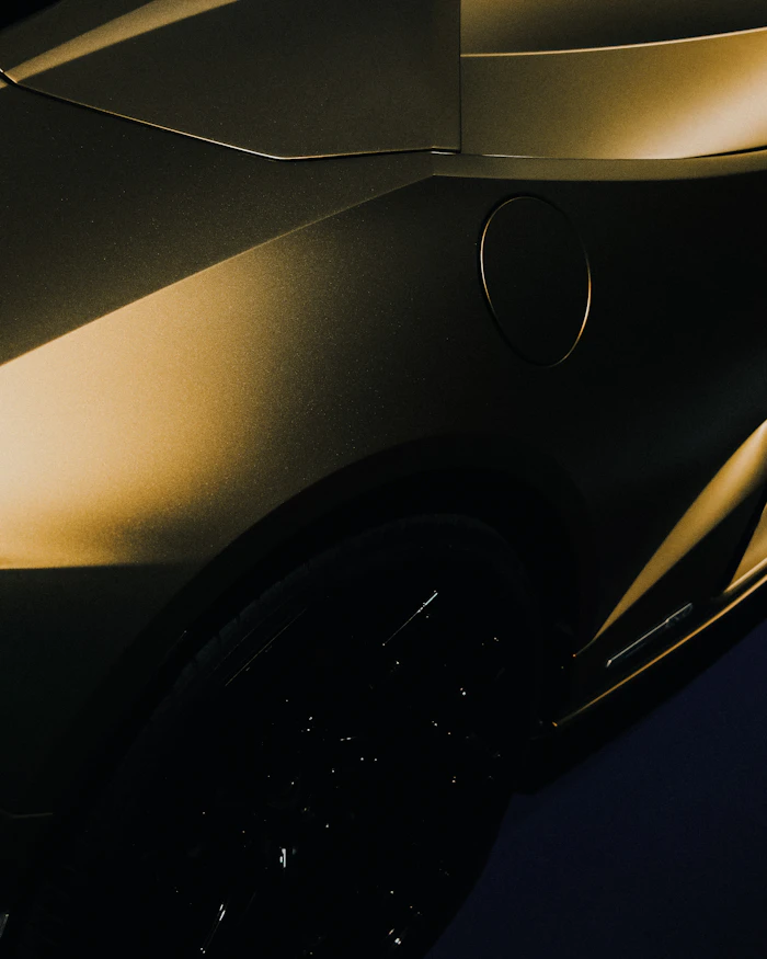 Close-up of a luxury car's side profile