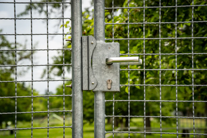 Welded wire gate with a metal latch handle