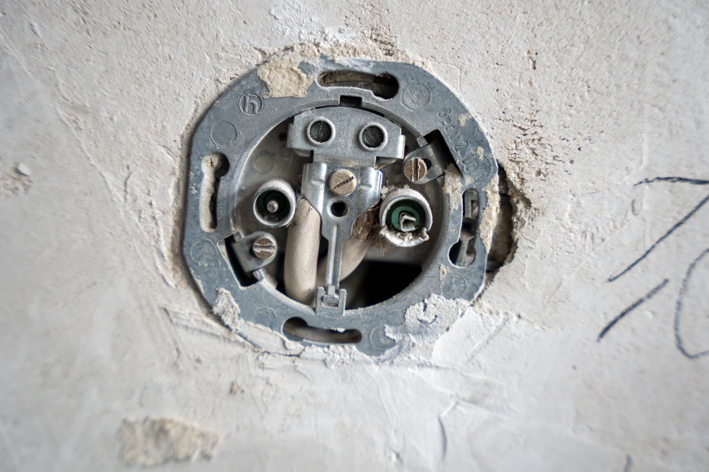 Electrical socket exposed during repair