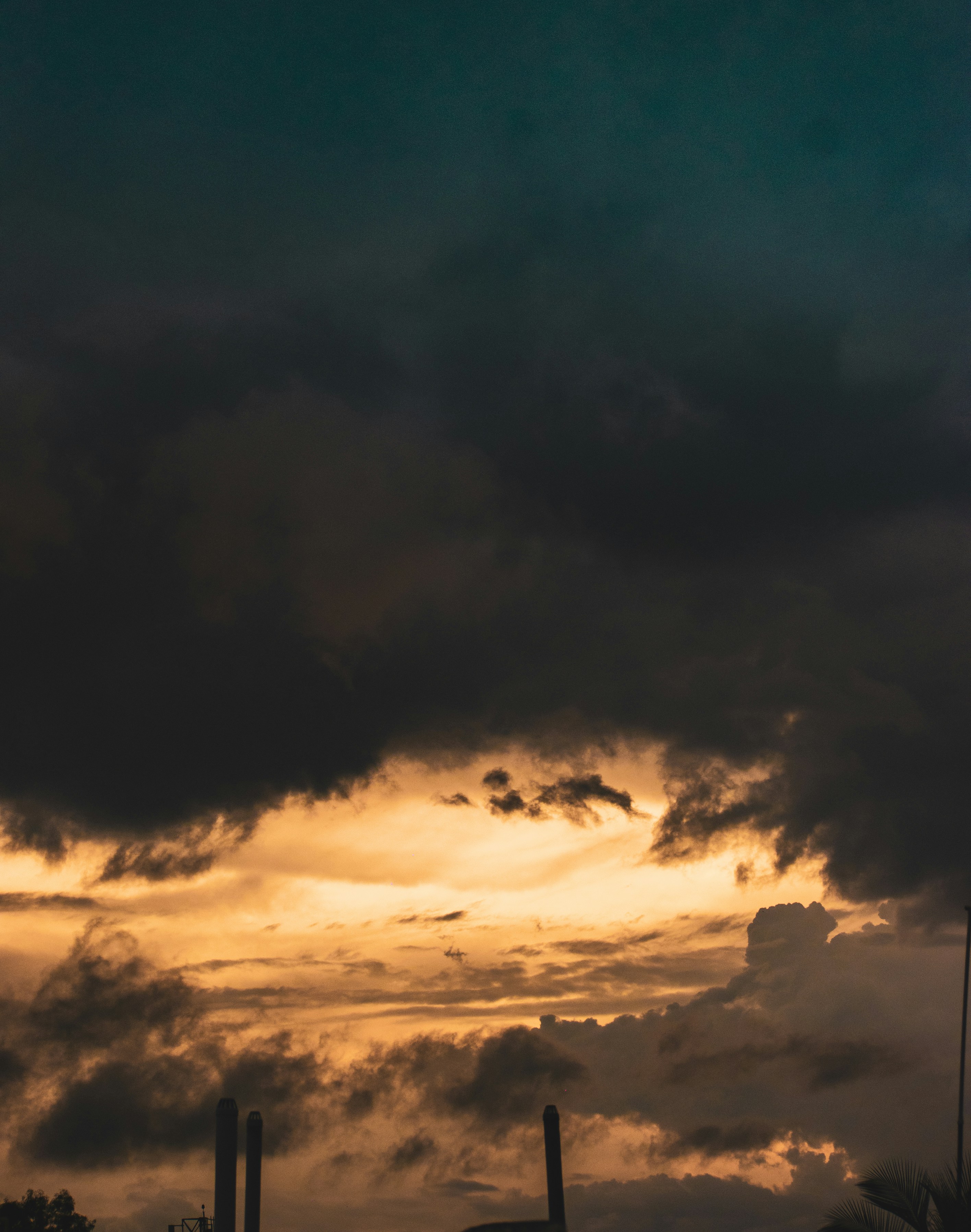 Stormy clouds with a sunset.
